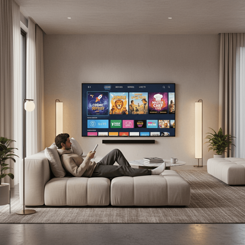 Person enjoying streaming entertainment on television